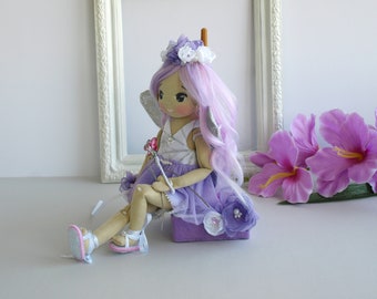 Butterfly doll 9.4", Dress up rag doll, Fairy doll, Angel doll