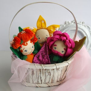 Peony doll boy, Bearded doll, Flower doll in a pot, Fabric flower toy image 10