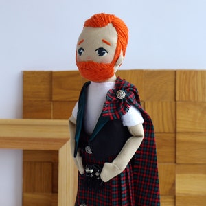 Scotsman doll with a beard, Kilt boy doll image 5