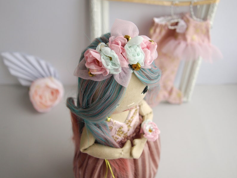 Dress up rag doll 12 with a seahorse, Mermaid doll image 6