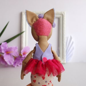 Cat mermaid doll 11.8 with a seahorse, Textile mercat doll, Soft toy cat, Plush toy cat image 7