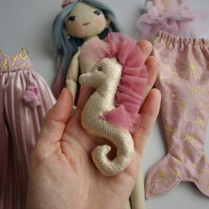 Dress up rag doll 12 with a seahorse, Mermaid doll image 4