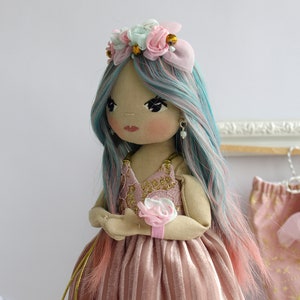 Dress up rag doll 12 with a seahorse, Mermaid doll image 7