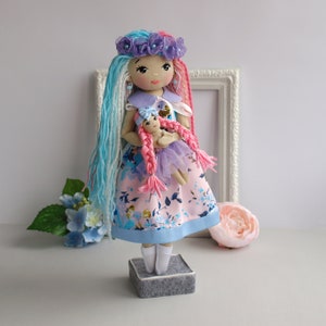 Dress up rag doll 12, Fabric doll with a set of clothes, Mermaid doll, Doll set image 2