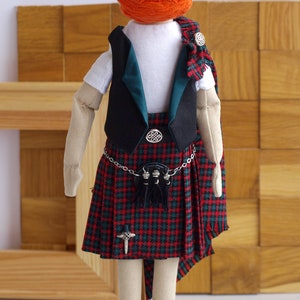 Scotsman doll with a beard, Kilt boy doll image 6