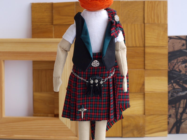 Scotsman doll with a beard, Kilt boy doll image 6