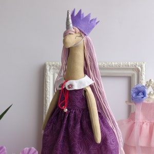 Textile unicorn doll with clothes, Dress up rag doll, Mermaid unicorn doll image 6