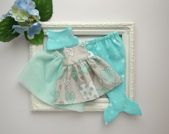 Set of clothes for a unicorn doll / Mint color dress / Doll clothes / Doll outfit