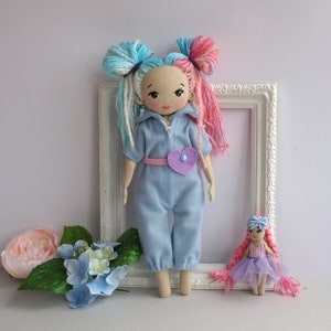 Dress up rag doll 12, Fabric doll with a set of clothes, Mermaid doll, Doll set image 4