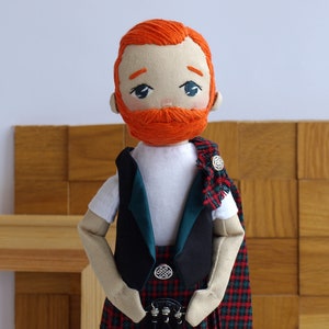 Scotsman doll with a beard, Kilt boy doll image 2