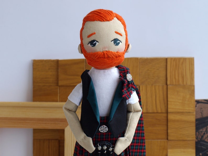 Scotsman doll with a beard, Kilt boy doll image 2