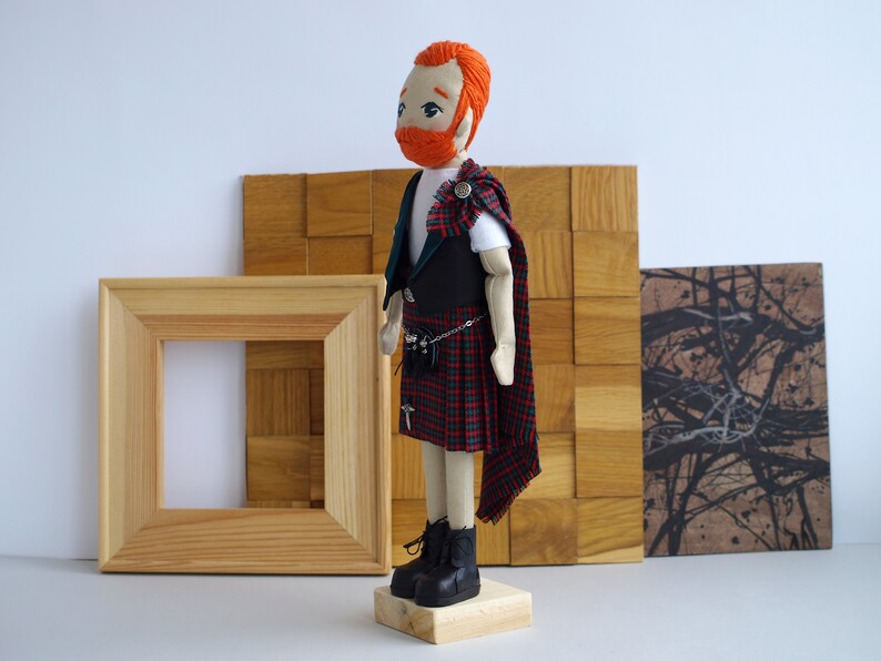 Scotsman doll with a beard, Kilt boy doll image 3