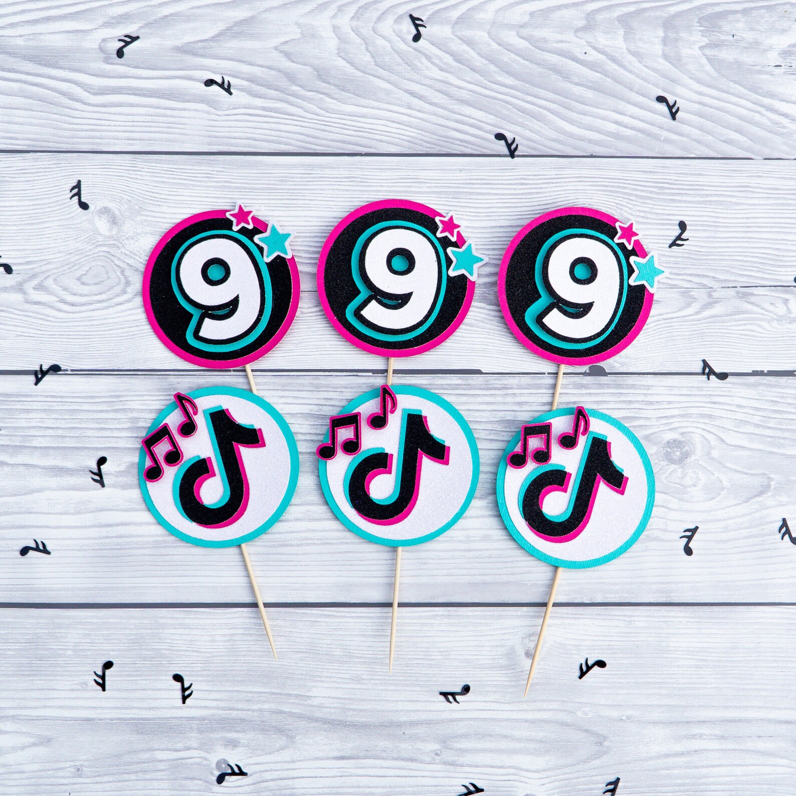Tiktok Cupcake Topper 3D Tik Tok Themed Cupcake Topper Tik Etsy UK