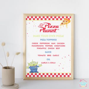 Von Toy Story inspirierte Partydekorationen | Pizza Planet Menü | Digitaler Download | Spielzeug Geschichte |