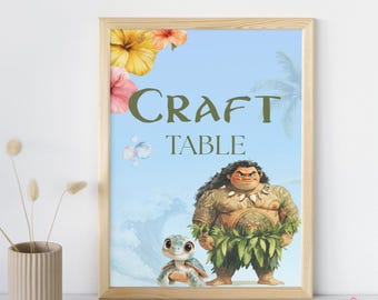 Decoraciones para fiestas inspiradas en Moana / Letrero de mesa para manualidades / Descarga digital / Moana /