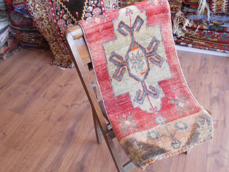 1/'4/'/'x3/'1/'/' Small Fadet Rug,Welcome Mat Rug,Area Rug,Rugs Turkish Small Mat,Vintage Rug,Bath Mat,Pastel Mat Rug,Oushak Rug,Oriental Raug