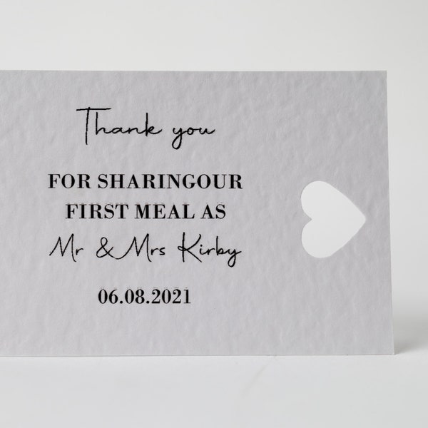 Wedding Stationary - Thank you for sharing our first meal as...