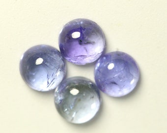 2.53 Carat Tanzanite Cabochons, 5x5mm Round, Blue, 4-Piece Lot