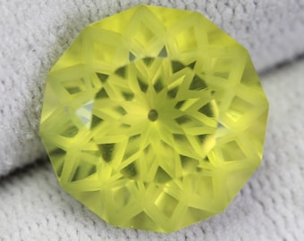 Solblomsslipad citronkvarts fasetterad rund ädelsten (7,5-15 MM)