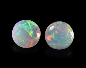 9x7 MM Oval Shape Earth Mined Stones White Opal Blazing Fire. Ring Size Natural Ethiopian Opal Faceted Per Piece Price