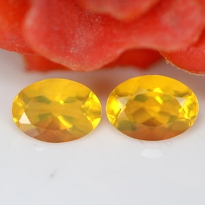 1.17 Carats! Natural Mexican Fire Opal Faceted. 7x5 MM Oval Shape. Mexican Fire Opal Pair. Orange Color. Calibrated Size. Loose Gemstone.