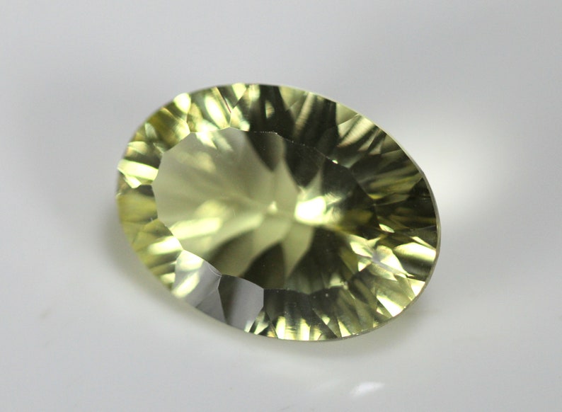 10.46 Carats Natural Lemon Quartz Faceted 18x13 MM Oval Shape. Concave Cut. Loos Gemstone. image 5