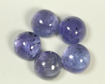 Blue Tanzanite Cabochons, 5mm Round, 3.96 Carats (5 Piece Lot)