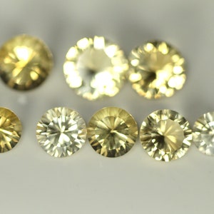 22.33 Carat Natural Citrine Faceted Concave Cut 8 To 11 MM Rounds. 8 Pieces Lot. Sparkling Stone. Concave Cut. Loose Gemstone.