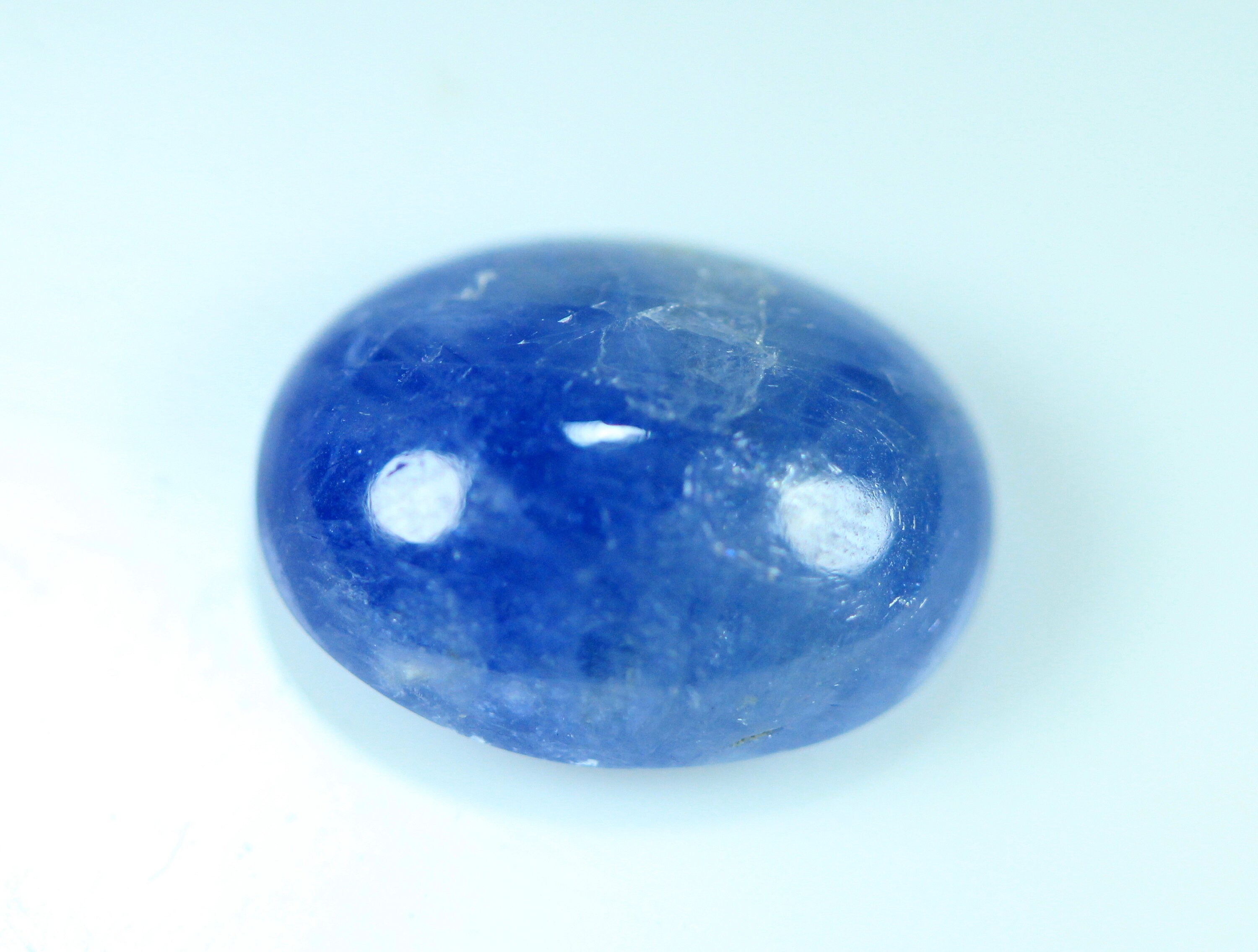 6.25 Carats! Blue Sapphire Cabochon 13x10 MM Oval. Deep Blue