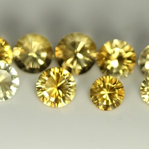 20.93 Carat Natural Citrine Faceted Concave Cut 8 To 10 MM Rounds. 9 Pieces Lot. Sparkling Stone. Concave Cut. Loose Gemstone.