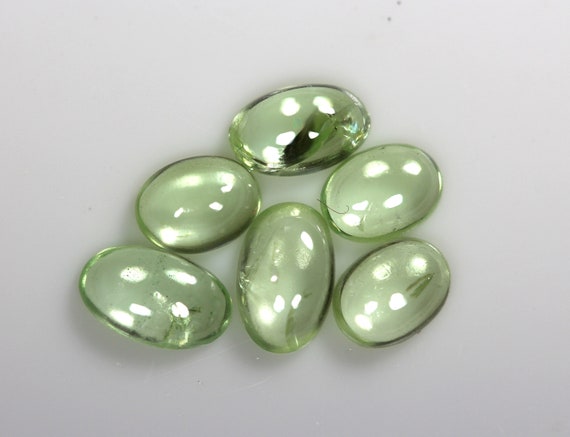 Lot De 6 Pierres Précieuses Tsavorite Verte Naturelle - Cabochon Ovale, 18,15 Carats, Non Traitées - Neuf Avec étiquettes