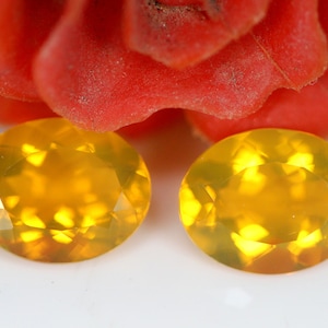 3.85 Carats! Natural Mexican Fire Opal Faceted. 10x8 MM Oval Shape. Mexican Fire Opal Pair. Orange Color. Calibrated Size. Loose Gemstone.