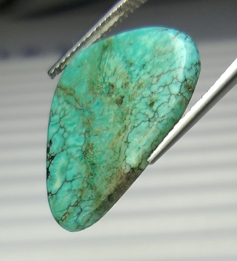 Top Quality Loose Gemstone. Jewelry Making Price Per Piece Fancy Shape 29x19x3 MM 13.16 Carat Natural Tibetan Turquoise Cabochon
