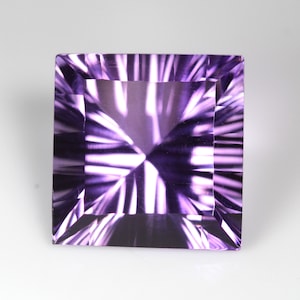 10.52 Carats! Natural Purple Amethyst Faceted. Concave Cut. Size 14 MM Square Shape. Calibrated Stone. . Loos Gemstone.