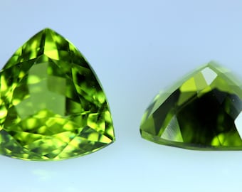 Natural Green Peridot Trillion Cut Gemstone (5-7mm)