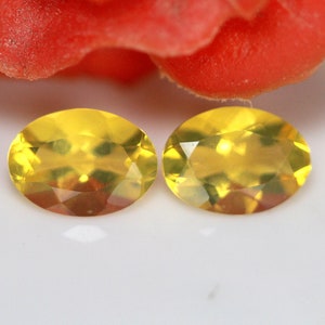 1.11 Carats! Natural Mexican Fire Opal Faceted. 7x5 MM Oval Shape. Mexican Fire Opal Pair. Orange Color. Calibrated Size. Loose Gemstone.