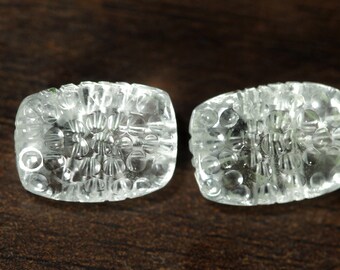 Crystal Quartz Gemstone Pair, Concave Cushion Cut 15x11 mm