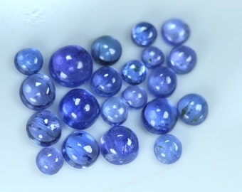 16.66 Carat Natural Tanzanite Cabochon Lot (20 Piece, 4-7 MM)