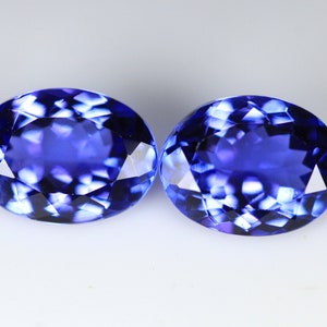 3.71 Carat Deep Color Tanzanite Pair Faceted Oval Shape 9x7mm Size. Eye Clean to Loupe Clean Quality. Loose Gemstone.