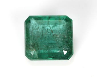 2.89 Carats! Natural Zambia Emerald Faceted. 9x8 MM Octagon Shape Emerald. Calibrated Stone. Loose Gemstone.