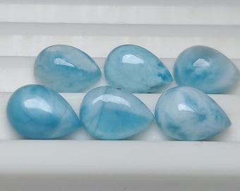 Natural Larimar Cabochon, Calibrated Pear Shape, Loose Gemstone
