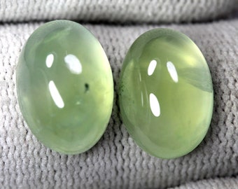 Oval Prehnite Cabochon – Green Loose Gemstone (9x7 to 16x12 MM)