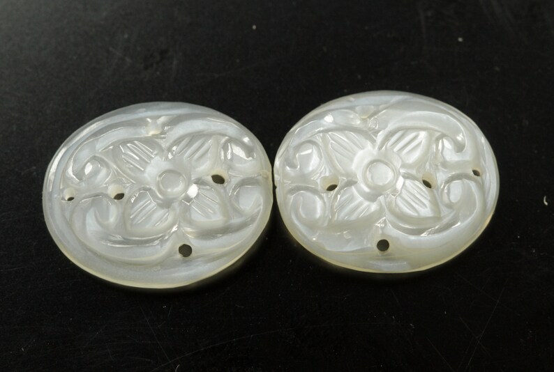 Indian Style carving. Handmade Huge 15.89 Carats Natural White Moonstone Pair 18x15 MM Oval Shape Moonstone Carving