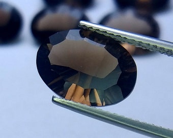 Natural Smoky Quartz Concave Faceted 11x9 To 16x12 mm. Oval Callibrated Stone. Concave Cut. Loose Gemstone.