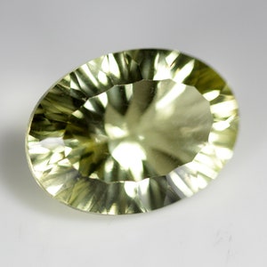 10.46 Carats Natural Lemon Quartz Faceted 18x13 MM Oval Shape. Concave Cut. Loos Gemstone. image 4