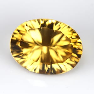7.06 Carat Natural Citrine Concave Faceted 15x11 MM Oval. Mesmerizing Stones. Concave Cutting Calibrated Stone. Loos Gemstone.