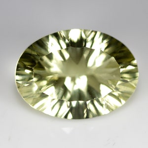 10.46 Carats Natural Lemon Quartz Faceted 18x13 MM Oval Shape. Concave Cut. Loos Gemstone. image 1