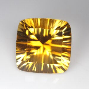 16.77 Carats! Natural Citrine Concave Faceted 16 MM Cushion. Mesmerizing Stones. Concave Cutting Calibrated Stone. Loos Gemstone.