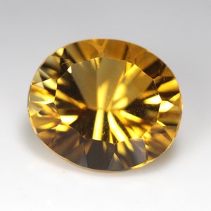 4.40 Carats! Natural Citrine Concave Faceted 11x10 MM Oval. Mesmerizing Stones. Concave Cutting Calibrated Stone. Loos Gemstone.