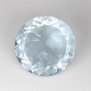 1.88 Carat! Natural Aquamarine Faceted 9 MM Round. Calibrated Stone. Good Quality. Loose Gemstone.